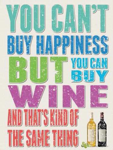 Metalowa reklama szyld tłoczony tin sign wino CAN'T BUY HAPPINESS