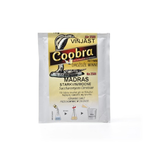 Drożdże winne aktywne COOBRA MADRAS, drożdże do win mocnych i słodkich
