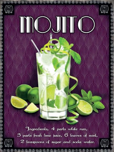 Metalowa reklama szyld tłoczony tin sign drinki MOJITO DECO