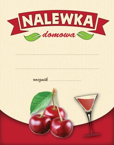 etykieta na butelkę z nalewką domową wiśniową