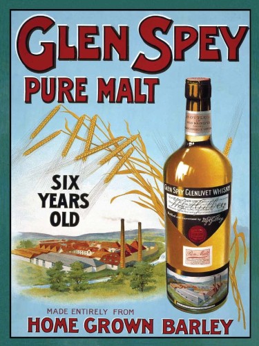 Metalowa reklama szyld tłoczony tin sign WHISKY GLEN SPEY PURE MALT