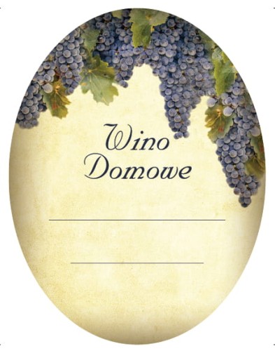 Etykieta owalna na wino domowe CIEMNE WINOGRONA